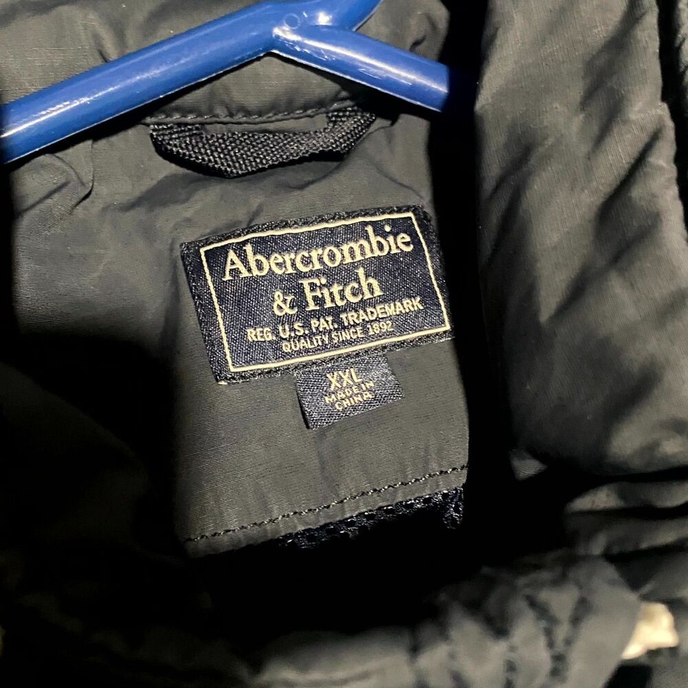 Abercrombie & Fitch Windbreaker Jacket Men's 2XL Black Hooded Full-Zip Outdoor - Picture 3 of 6